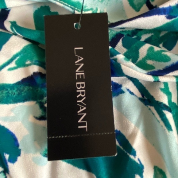 Lane Bryant Sleeveless Ruched Front Tropical Print Sheath Dress Size 14 / 16 - Picture 10 of 11